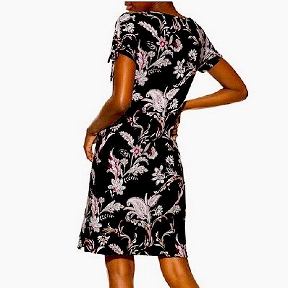 WHBM FLORAL T-SHIRT DRESS WITH TIE SLEEVES - Picture 2 of 4